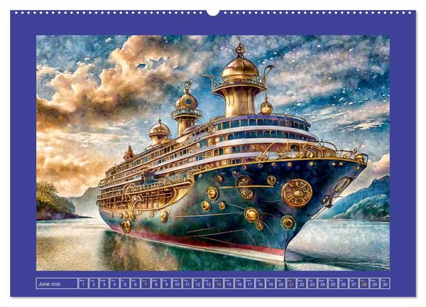 Produktbild: Steampunk power on ground, water, air and space (High Quality Premium Wall Calendar 2026 DIN A2 landscape),CALVENDO 12 Month Wall Calendar