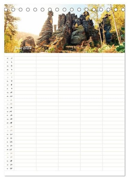 Produktbild: Familienkalender - Wandern im Elbsandsteingebirge (Tischkalender 2027 DIN A5 hoch), CALVENDO Monatskalender