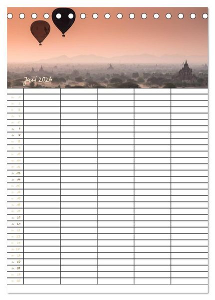 Produktbild: Goldenes Myanmar - Familienkalender 2026 (Tischkalender 2026 DIN A5 hoch), CALVENDO Monatskalender