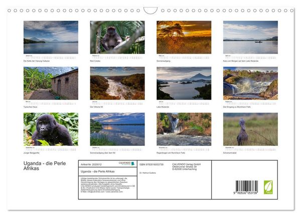 Produktbild: Uganda - die Perle Afrikas (Wandkalender 2026 DIN A3 quer), CALVENDO Monatskalender