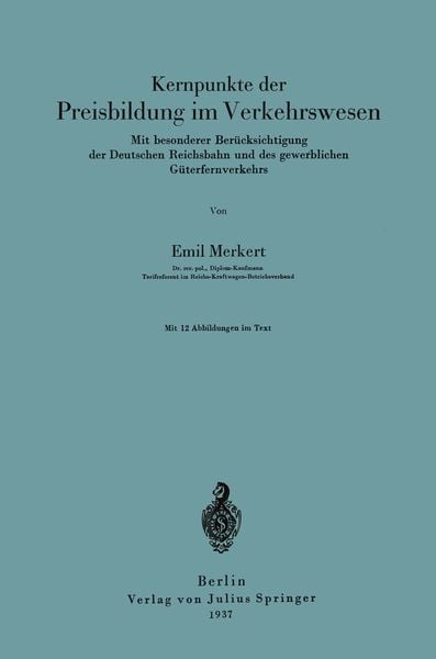 Produktbild: Kernpunkte der Preisbildung im Verkehrswesen