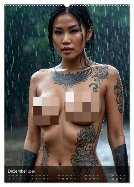 Produktbild: Tattoo Queens Asien (hochwertiger Premium Wandkalender 2026 DIN A2 hoch), Kunstdruck in Hochglanz