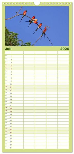 Produktbild: Familienplaner 2026 - Sambias gro&szlig;artige Tierwelt mit 5 Spalten (Wandkalender, 21 x 45 cm) CALVENDO