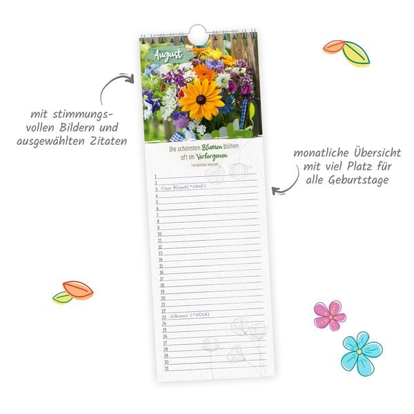 Produktbild: Tr&ouml;tsch Wandkalender Geburtstagskalender mit ausgew&auml;hlten Spr&uuml;chen