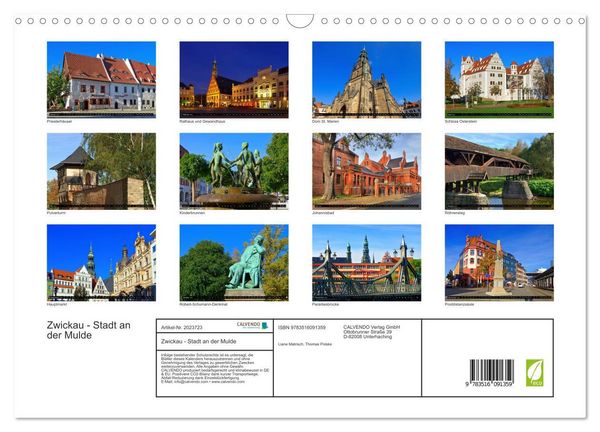 Produktbild: Zwickau - Stadt an der Mulde (Wandkalender 2026 DIN A3 quer), CALVENDO Monatskalender