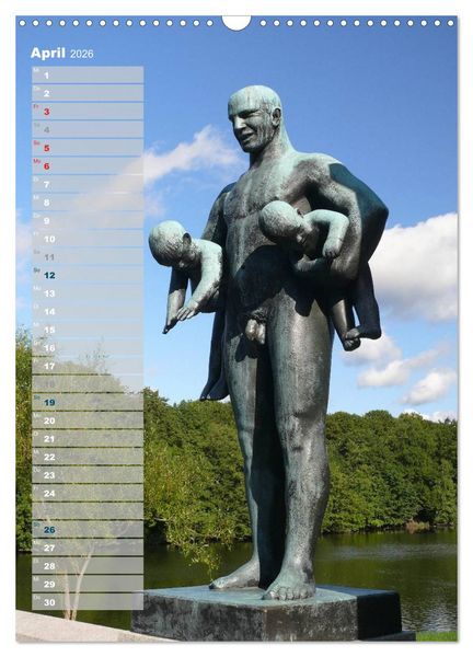 Produktbild: Skulpturen im Vigeland-Park Oslo (Wandkalender 2026 DIN A3 hoch), CALVENDO Monatskalender