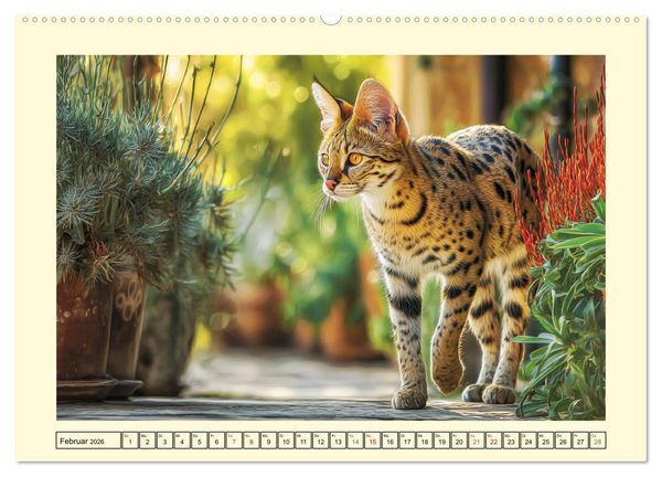 Produktbild: Savannah Katzen. Exotische Wildsch&ouml;nheiten im Naturgarten (Wandkalender 2026 DIN A2 quer), CALVENDO Monatskalender