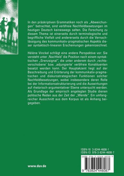 Produktbild: Die diskursstrategische Bedeutung des Nachfelds im Deutschen