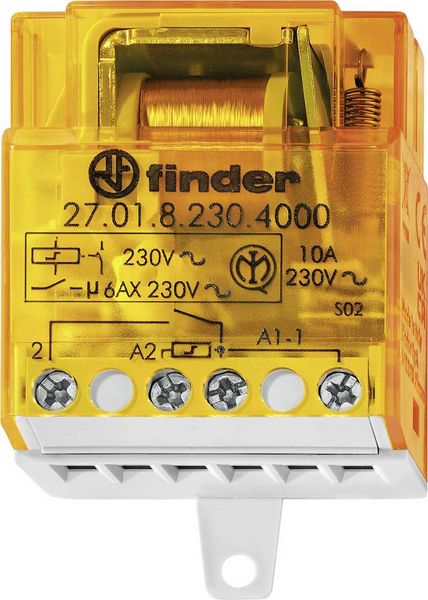 Produktbild: Finder Stromsto&szlig;-Schalter Unterputz 27.01.8.230.4000 1 Schlie&szlig;er 230 V/AC 10A 2300 VA 1St.