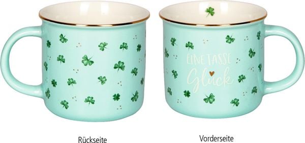Produktbild: Porzellan-Tasse Gl&uuml;cksklee - Viel Gl&uuml;ck