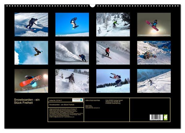 Produktbild: Snowboarden - ein St&uuml;ck Freiheit (Wandkalender 2026 DIN A2 quer), CALVENDO Monatskalender
