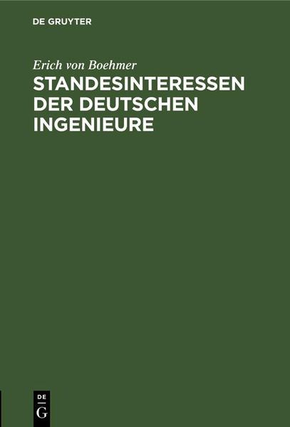 Produktbild: Standesinteressen der deutschen Ingenieure