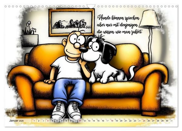 Produktbild: Hundespr&uuml;che (Wandkalender 2026 DIN A3 quer), CALVENDO Monatskalender