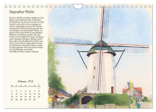 Produktbild: Deutschlands sch&ouml;nste Windm&uuml;hlen (Wandkalender 2026 DIN A4 quer), CALVENDO Monatskalender