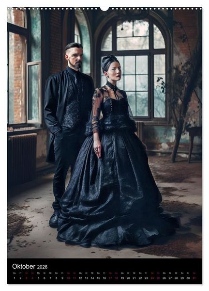 Produktbild: Gothic Kalender - Ein Jahr voller Gothic-Mystik und Eleganz (hochwertiger Premium Wandkalender 2026 DIN A2 hoch), Kunstdruck in Hochglanz