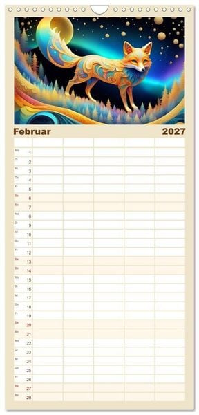 Produktbild: Familienplaner 2027 - Tiere aus Regenbogenfarben mit 5 Spalten (Wandkalender, 21 x 45 cm) CALVENDO