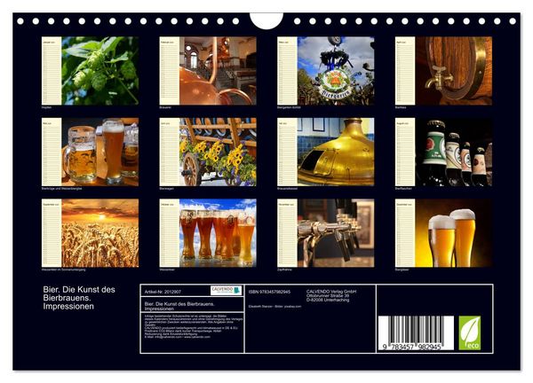Produktbild: Bier. Die Kunst des Bierbrauens. Impressionen (Wandkalender 2026 DIN A4 quer), CALVENDO Monatskalender