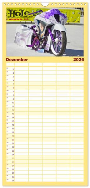 Produktbild: Familienplaner 2026 - BEST OF HARLEY-DAVIDSON BAGGER-STYLE mit 5 Spalten (Wandkalender, 21 x 45 cm) CALVENDO