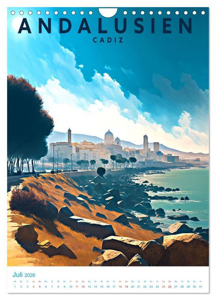 Produktbild: Andalusien - Old School Poster Style (Wandkalender 2026 DIN A4 hoch), CALVENDO Monatskalender
