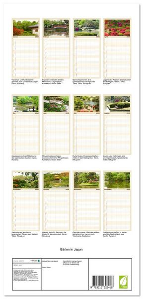Produktbild: Familienplaner 2026 - G&auml;rten in Japan mit 5 Spalten (Wandkalender, 21 x 45 cm) CALVENDO