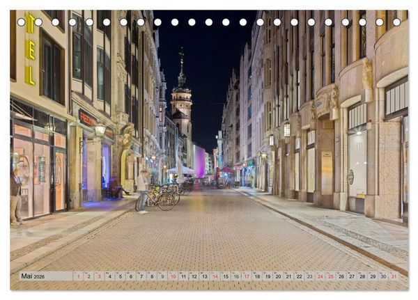Produktbild: Leipzig - Fotografiert bei Nacht von Michael Allmaier (Tischkalender 2026 DIN A5 quer), CALVENDO Monatskalender