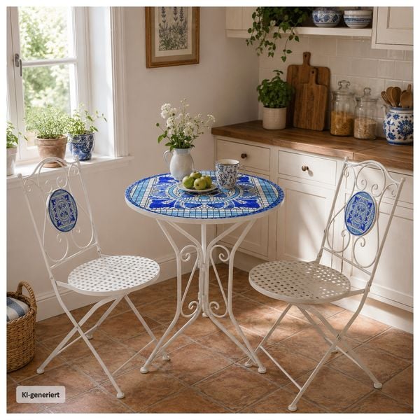 Produktbild: HTI-Living Gartenstuhl 2er-Set Metall Creme Santorin Gartenstuhl 2er-Set Metall Creme Santorin