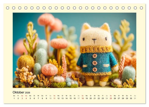 Produktbild: Flauschiger Bauernhof. Gestrickte Tierchen f&uuml;r Herz und Seele (Tischkalender 2026 DIN A5 quer), CALVENDO Monatskalender