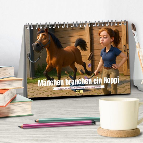Produktbild: M&auml;dchen brauchen ein Hoppi (Tischkalender 2026 DIN A5 quer), CALVENDO Monatskalender