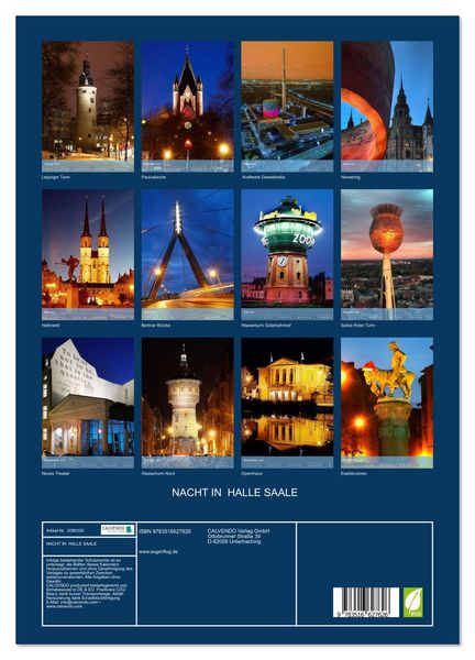 Produktbild: NACHT IN HALLE SAALE (hochwertiger Premium Wandkalender 2026 DIN A2 hoch), Kunstdruck in Hochglanz