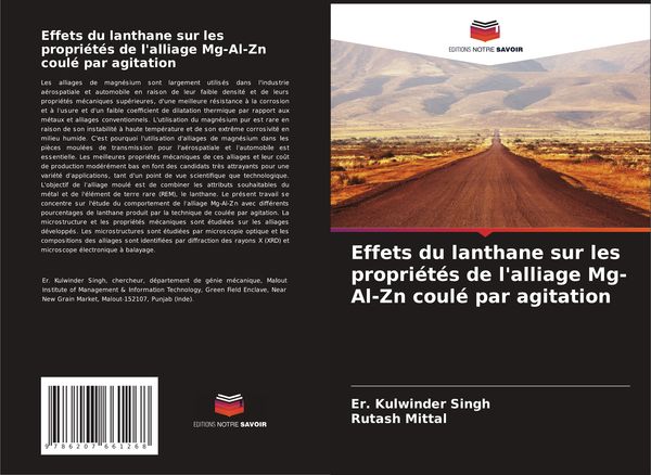 Produktbild: Effets du lanthane sur les propri&eacute;t&eacute;s de l'alliage Mg-Al-Zn coul&eacute; par agitation