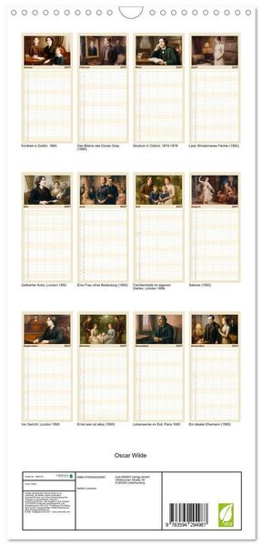 Produktbild: Familienplaner 2027 - Oscar Wilde mit 5 Spalten (Wandkalender, 21 x 45 cm) CALVENDO
