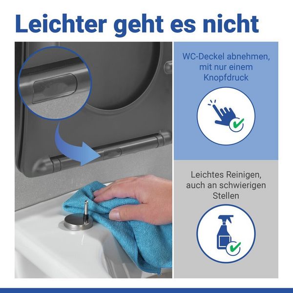 Produktbild: WC Sitz Mod. Galati Anthrazit matt, Toilettendeckel in D-Form mit Absenkautomatik
