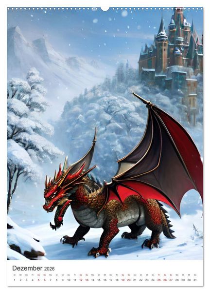Produktbild: Die Magie der Drachen - Mystisches und Schauriges (hochwertiger Premium Wandkalender 2026 DIN A2 hoch), Kunstdruck in Hochglanz