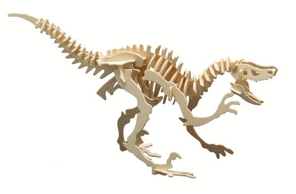 Produktbild: PEBARO 856/1 - Holzbausatz Dinosaurier Velociraptor, 47 Teile, Holzkonstruktion zum Zusammenstecken
