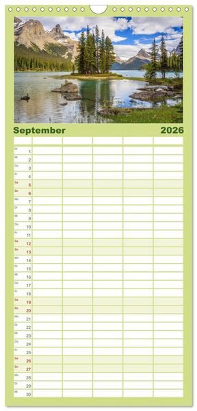 Produktbild: Familienplaner 2026 - KANADA - Rocky Mountains mit 5 Spalten (Wandkalender, 21 x 45 cm) CALVENDO