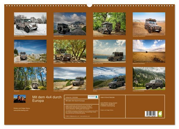 Produktbild: Mit dem 4x4 durch Europa (Wandkalender 2026 DIN A2 quer), CALVENDO Monatskalender