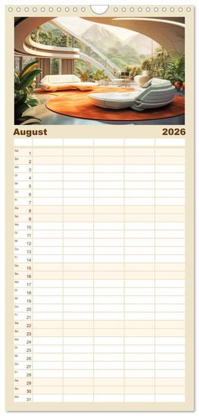Produktbild: Familienplaner 2026 - Futuristische moderne Behausungen mit 5 Spalten (Wandkalender, 21 x 45 cm) CALVENDO