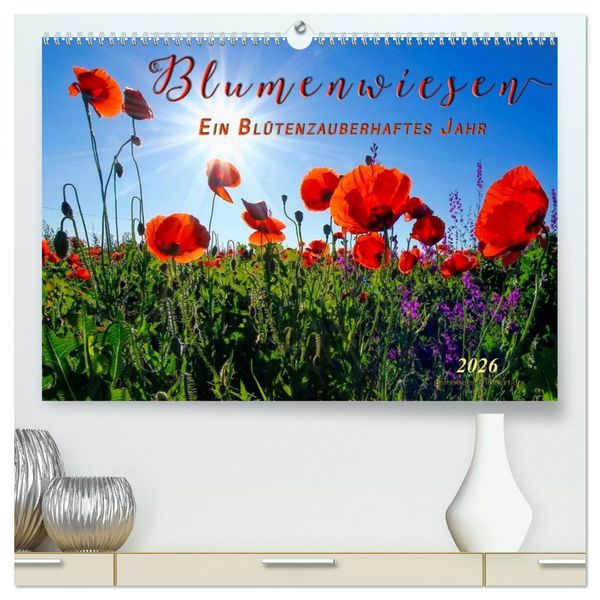 Produktbild: Blumenwiesen &ndash; ein bl&uuml;tenzauberhaftes Jahr (hochwertiger Premium Wandkalender 2026 DIN A2 quer), Kunstdruck in Hochglanz