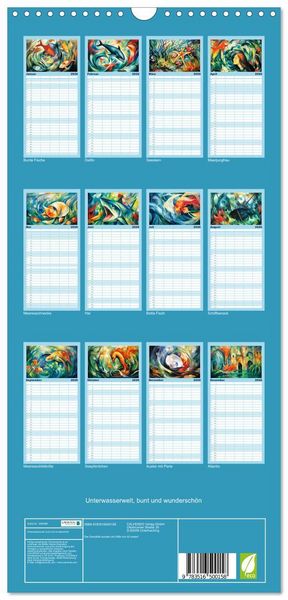 Produktbild: Familienplaner 2026 - Unterwasserwelt, bunt und wundersch&ouml;n mit 5 Spalten (Wandkalender, 21 x 45 cm) CALVENDO