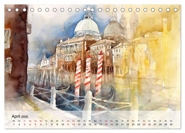 Produktbild: Aquarell auf Reisen - mit Eckard Funck (Tischkalender 2026 DIN A5 quer), CALVENDO Monatskalender