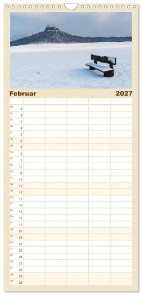 Produktbild: Familienplaner 2027 - S&auml;chsische Schweiz / Geburtstagsplaner mit 5 Spalten (Wandkalender, 21 x 45 cm) CALVENDO