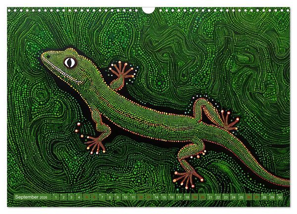 Produktbild: Traumzeit - KI-generierte Aborigine-Kunst aus dem Herzen Australiens (Wandkalender 2026 DIN A3 quer), CALVENDO Monatskalender