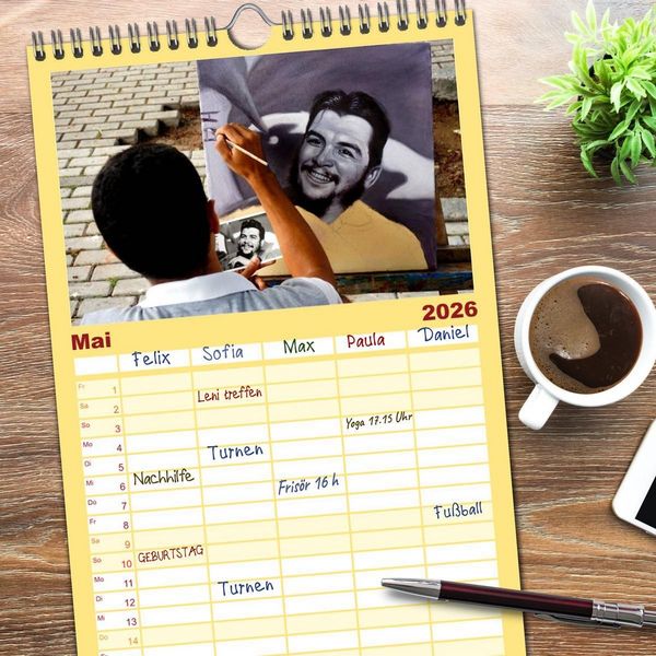 Produktbild: Familienplaner 2026 - CHE GUEVARA mit 5 Spalten (Wandkalender, 21 x 45 cm) CALVENDO