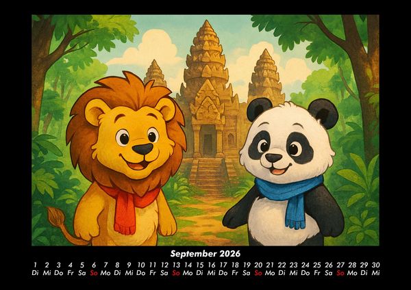 Produktbild: Buschi und Pippin - Reise zu den Weltwundern 2026 Fotokalender DIN A3