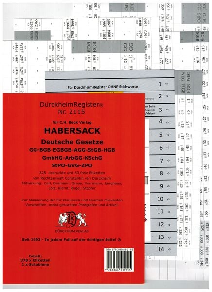 Produktbild: D&uuml;rckheimRegister&reg; HABERSACK, Gesetze und &sect;&sect;