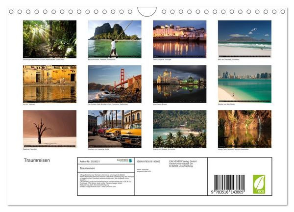 Produktbild: Traumreisen (Wandkalender 2026 DIN A4 quer), CALVENDO Monatskalender