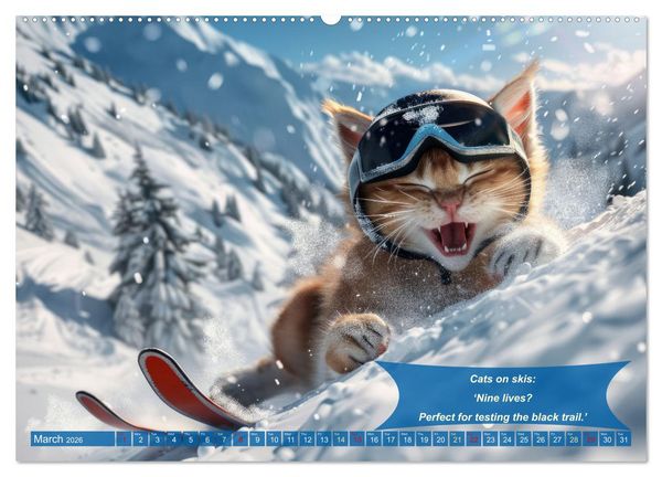 Produktbild: Funny charming animals as skiers (Wall Calendar 2026 DIN A2 landscape), CALVENDO 12 Month Wall Calendar