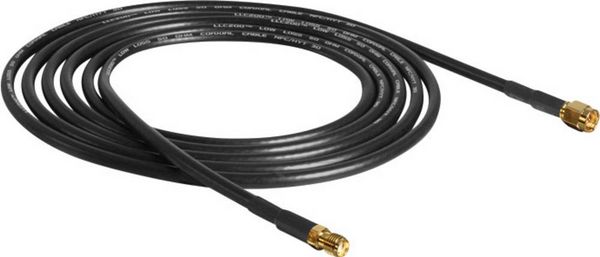 Produktbild: Delock WLAN-Antennen Verl&auml;ngerungskabel [1x SMA-Stecker - 1x SMA-Buchse] 10.00 m Schwarz vergoldete Steckkontakte