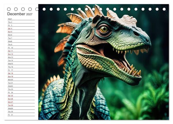 Produktbild: AI Dino Delights Mesmerizing Views of Prehistoric Life (Desk Calendar 2027 DIN A5 landscape), CALVENDO 12 Month DeskCalendar