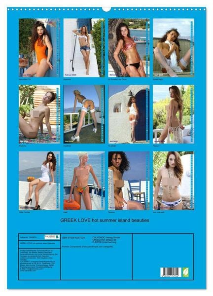 Produktbild: GREEK LOVE hot summer island beauties (Wandkalender 2026 DIN A2 hoch), CALVENDO Monatskalender